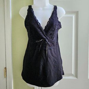American Vintage Dark Lace Wrap Blouse